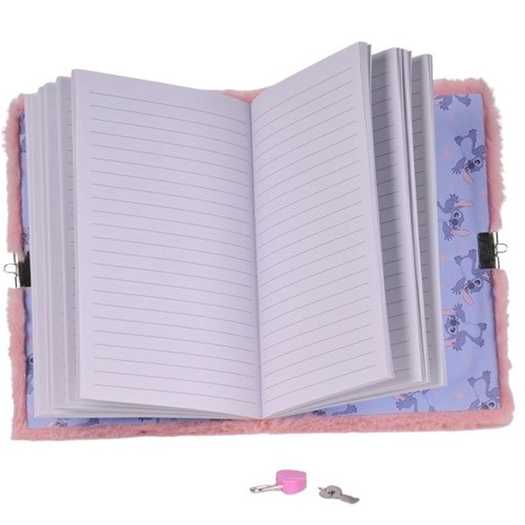 Paso, Lilo i Stitch, pamiętnik z kłódką, pluszowy, A5, 96 kartek, linia, różowy, Flowers