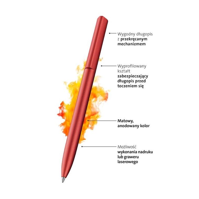 Pelikan, Ineo K6, długopis automatyczny w etui, metalowy, Elemente Fiery Red