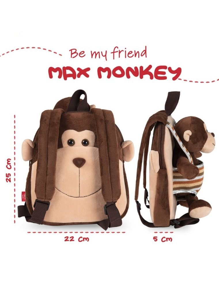 Perletti, Małpka Max, plecak dla przedszkolaka, brązowy