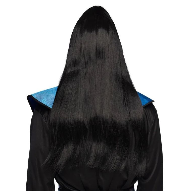 Peruka męska długa czarna z kucykiem, samuraj, wojownik