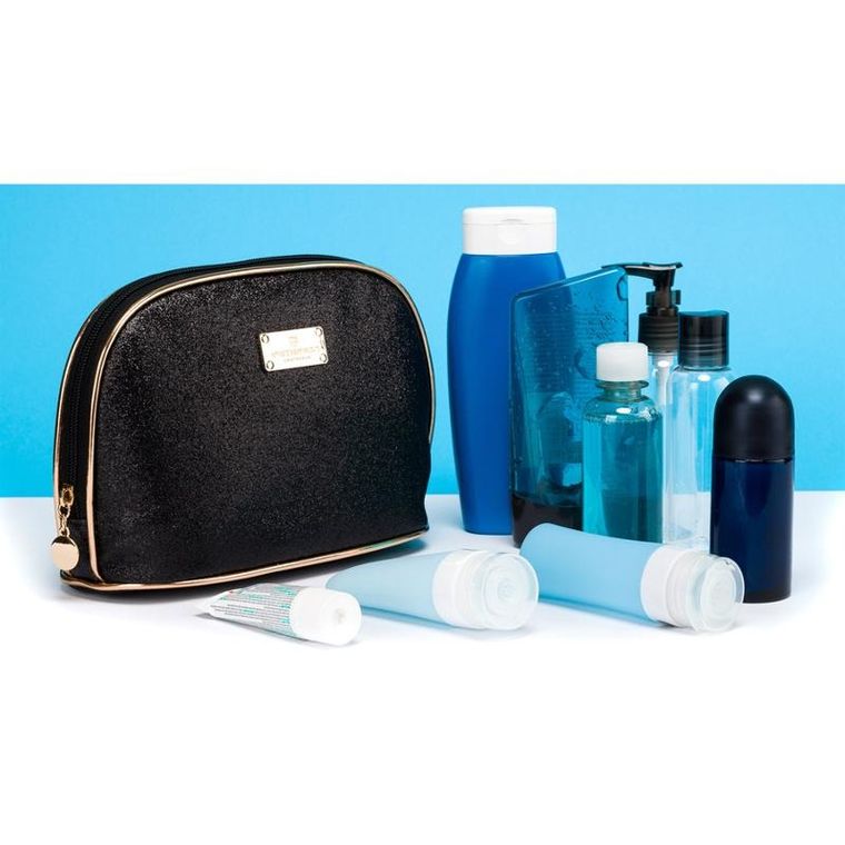 Peterson, kosmetyczka, 1-komorowa, brokatowa, czarna