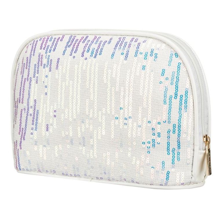 Peterson, kosmetyczka, 1-komorowa, cekinowa, biała