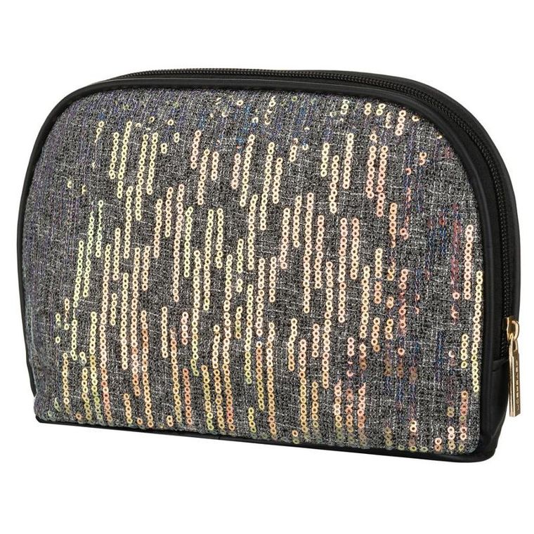 Peterson, kosmetyczka, 1-komorowa, cekinowa, czarna