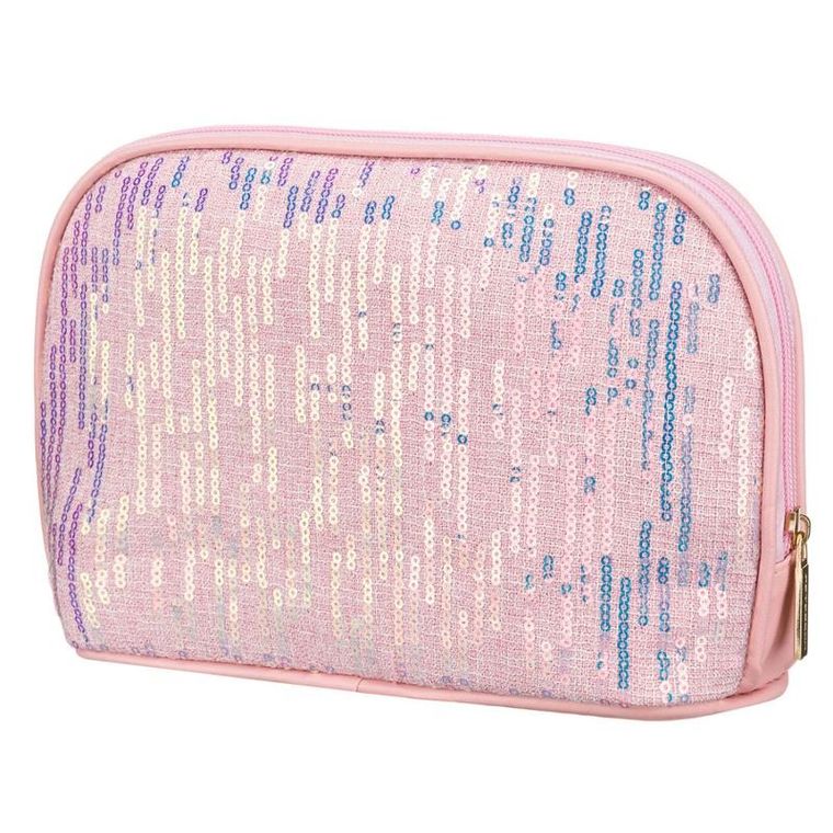 Peterson, kosmetyczka, 1-komorowa, cekinowa, różowa