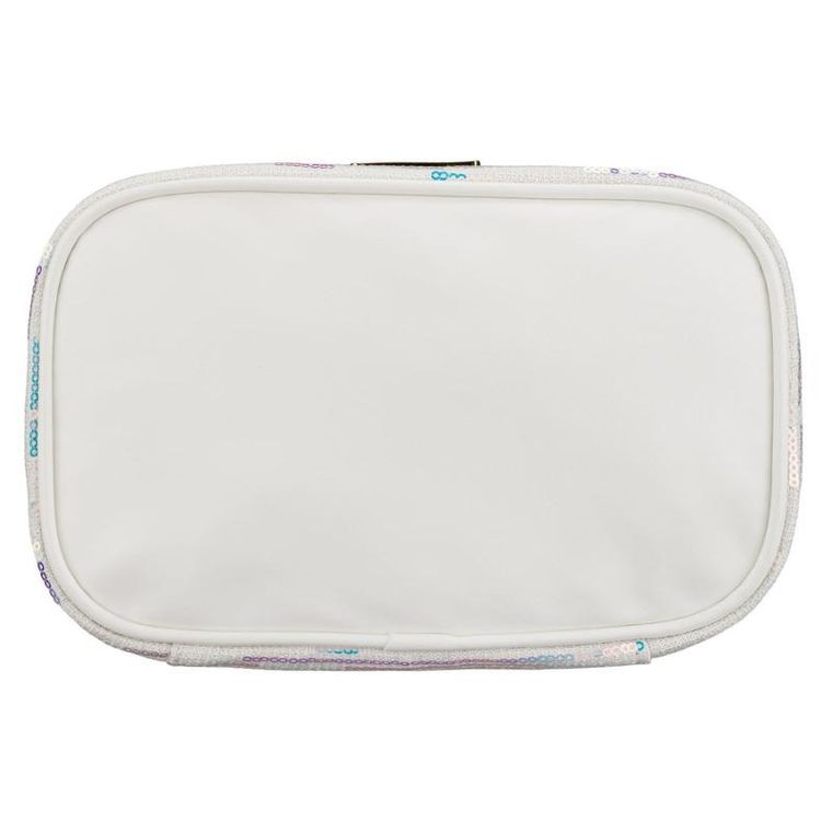 Peterson, kosmetyczka kuferek, cekinowa, biała