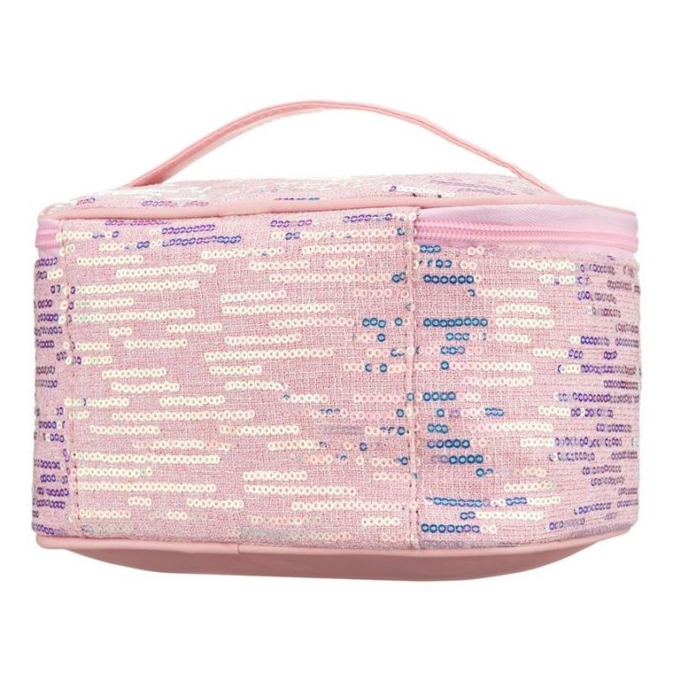 Peterson, kosmetyczka kuferek, cekinowa, różowa