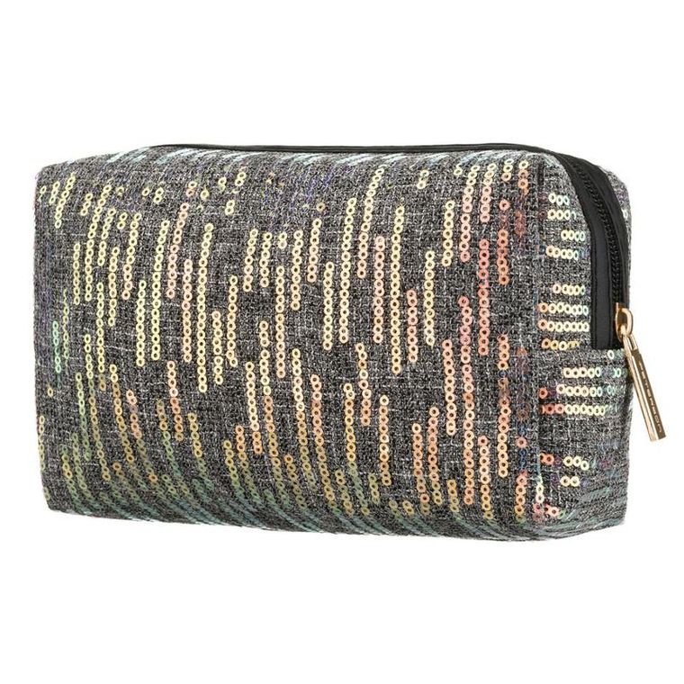 Peterson, kosmetyczka prostokątna, cekinowa, szara