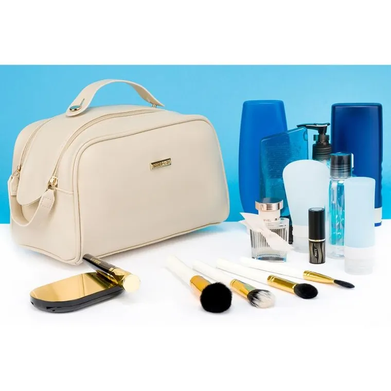 Peterson, kosmetyczka z podwójnym zamknięciem, beżowa