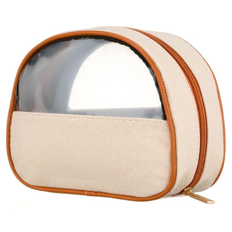 Peterson, kosmetyczka, z przezroczystym panelem, beżowo-brązowa