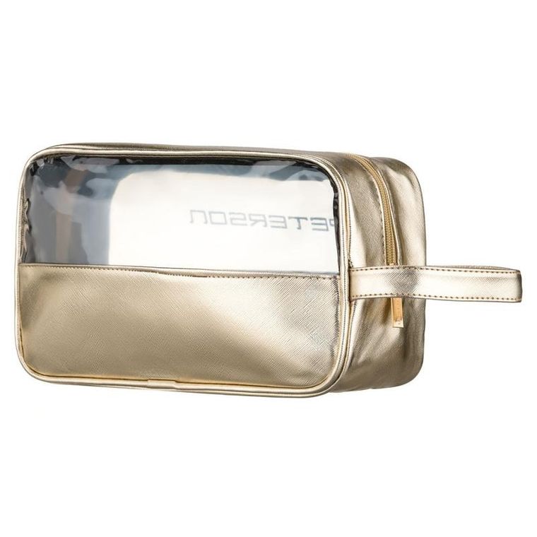 Peterson, kosmetyczka z uchwytem, z przezroczystym panelem, złota
