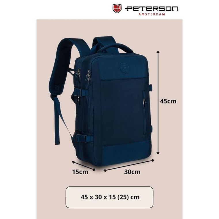 Peterson, plecak podróżny z portem USB, granatowy