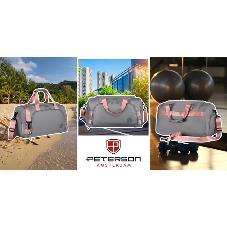 Peterson, torba weekendowo-podróżna, szaro-różowa