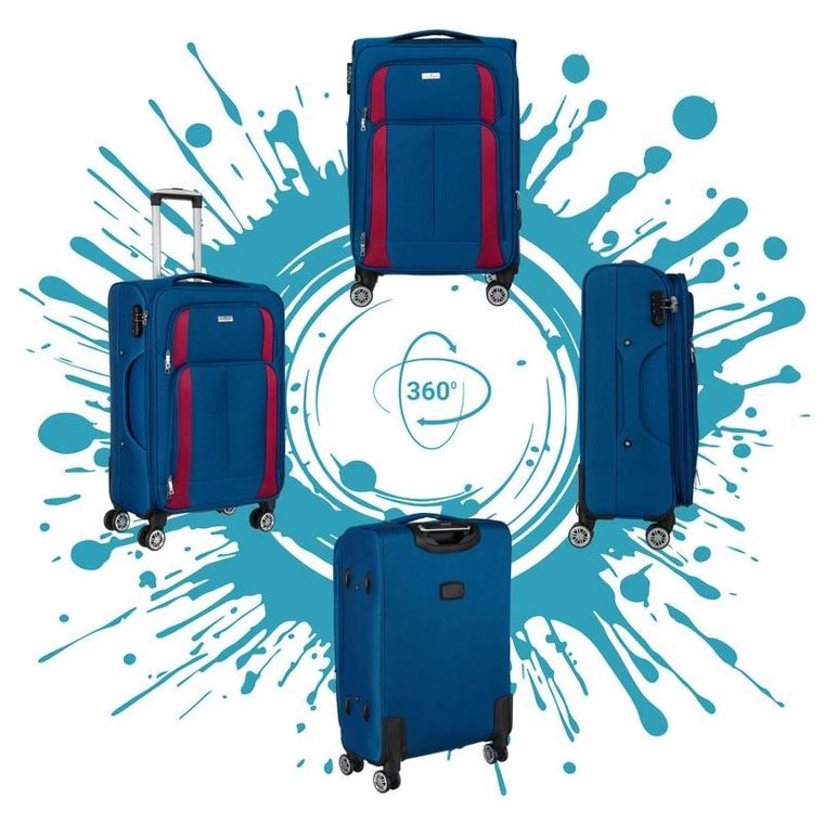 Peterson, walizka, średnia, granatowo-czerwona, 68 cm