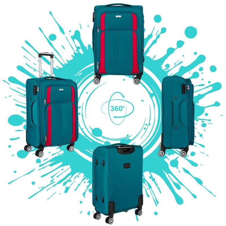 Peterson, walizka, średnia, turkusowo-różowa, 68 cm