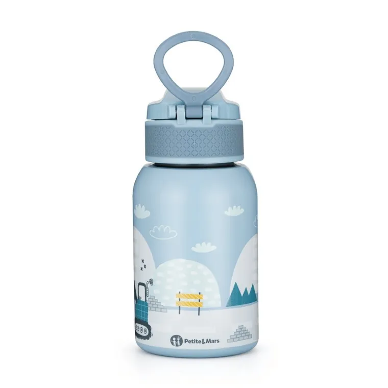 Petite&Mars, butelka termiczna ze stali nierdzewnej ze słomką, work zone, 350 ml