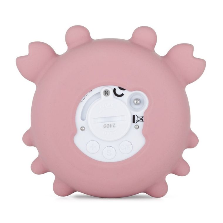 Petite&Mars, Crab Caleb, silikonowy termometr cyfrowy do kąpieli, dusty rose, 0m+