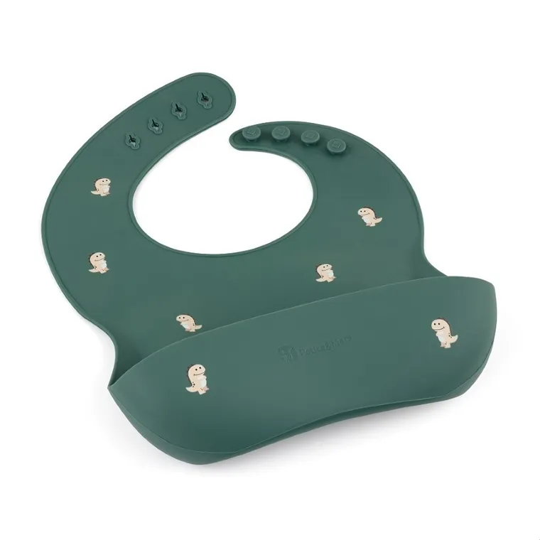 Petite&Mars, Dinos, Dinozaury, Take&Match, silikonowy śliniak, Green Misty, 6m+