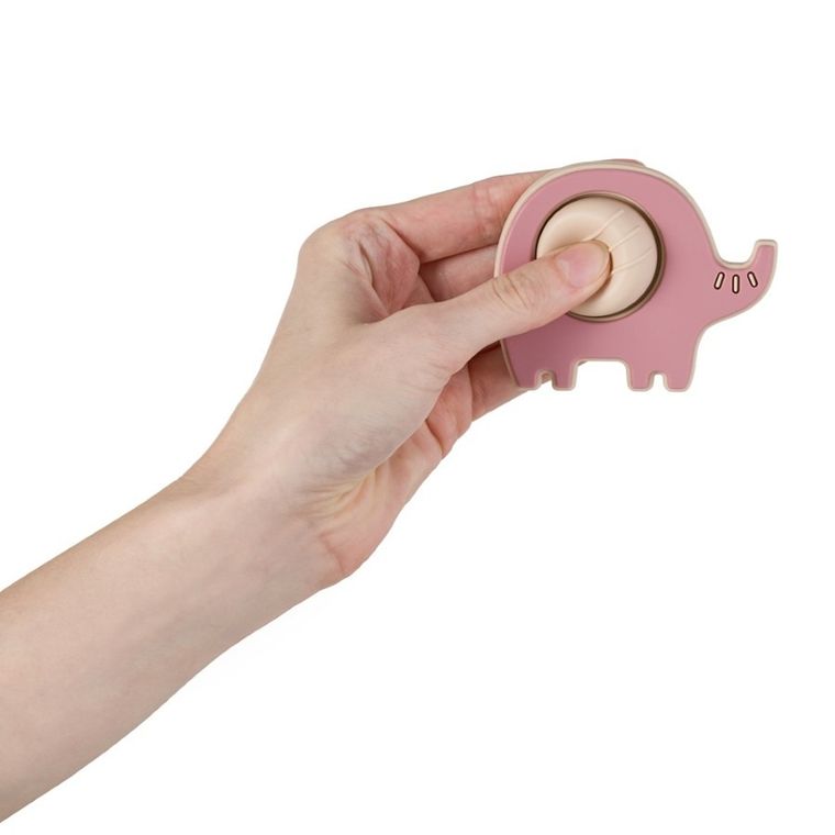 Petite&Mars, Elephant Edwin, silikonowa zabawka pop-up, dusty rose, 6m+