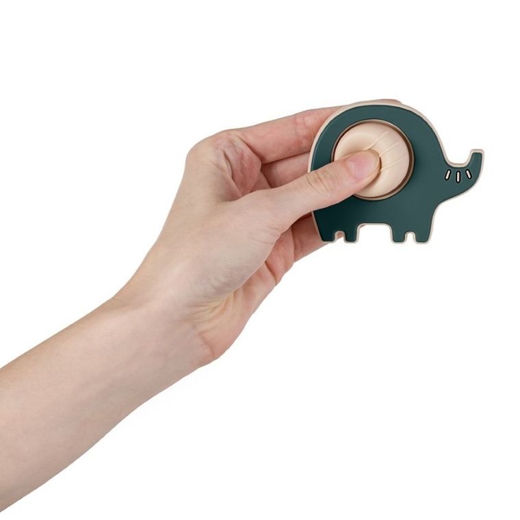 Petite&Mars, Elephant Edwin, silikonowa zabawka pop-up, misty green, 6m+