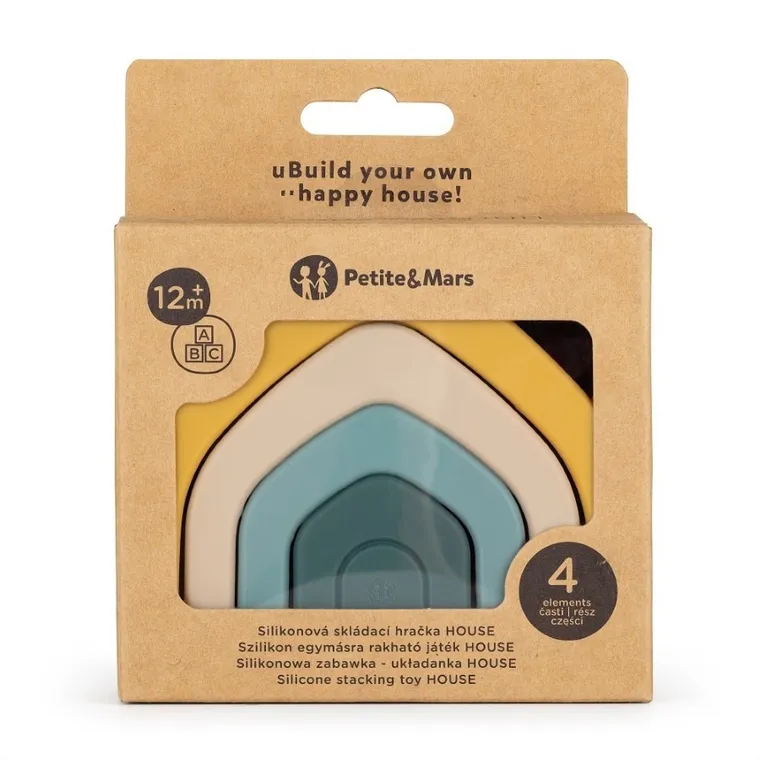 Petite&Mars, House, silikonowa zabawka, układanka, Intense Ochre, 12m+