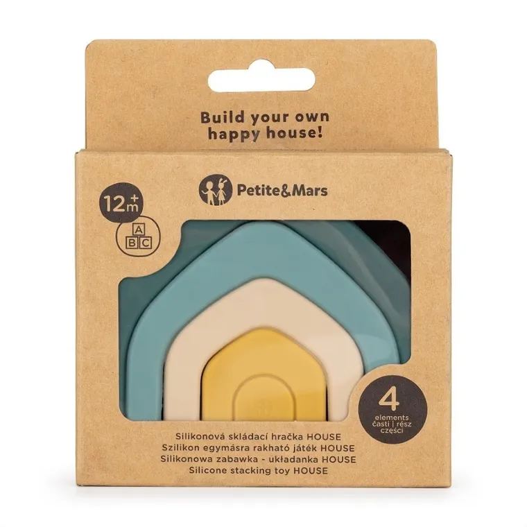 Petite&Mars, House, silikonowa zabawka, układanka, Misty Green, 12m+