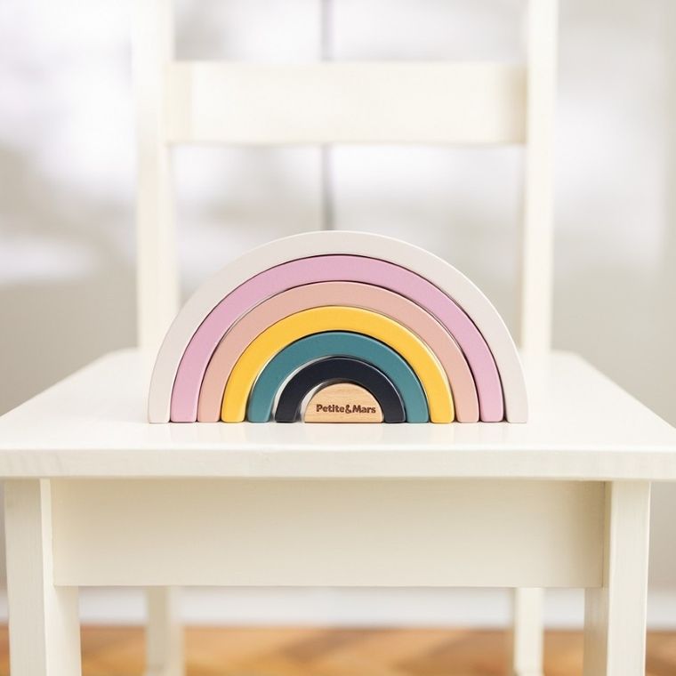 Petite&Mars, Stardust Wood of Mars, drewniana tęcza, układanka, Aurora Pink