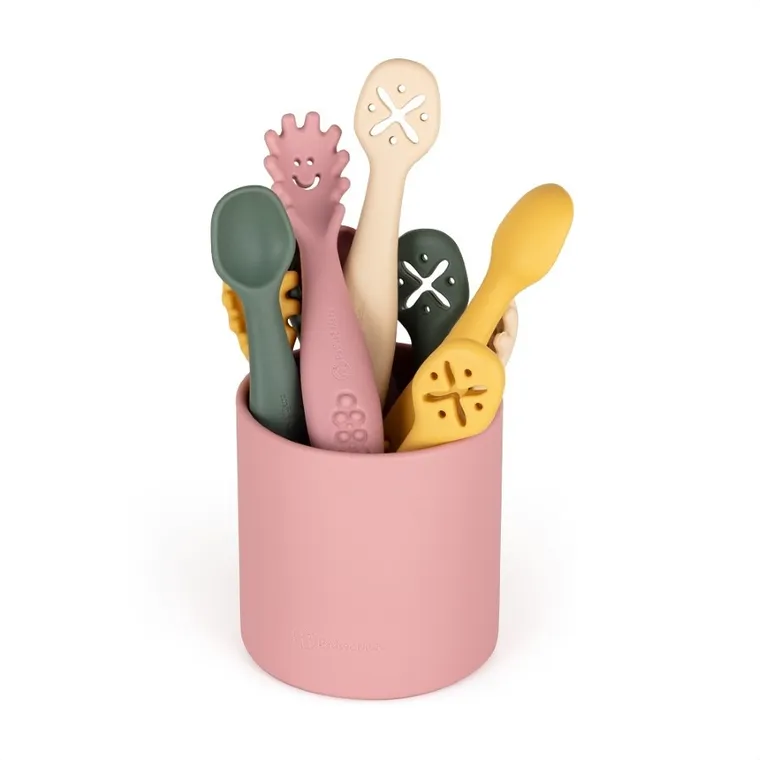 Petite&Mars, Take&Match, silikonowe łyżeczki, Dusty Rose, 6m+, 3 szt.