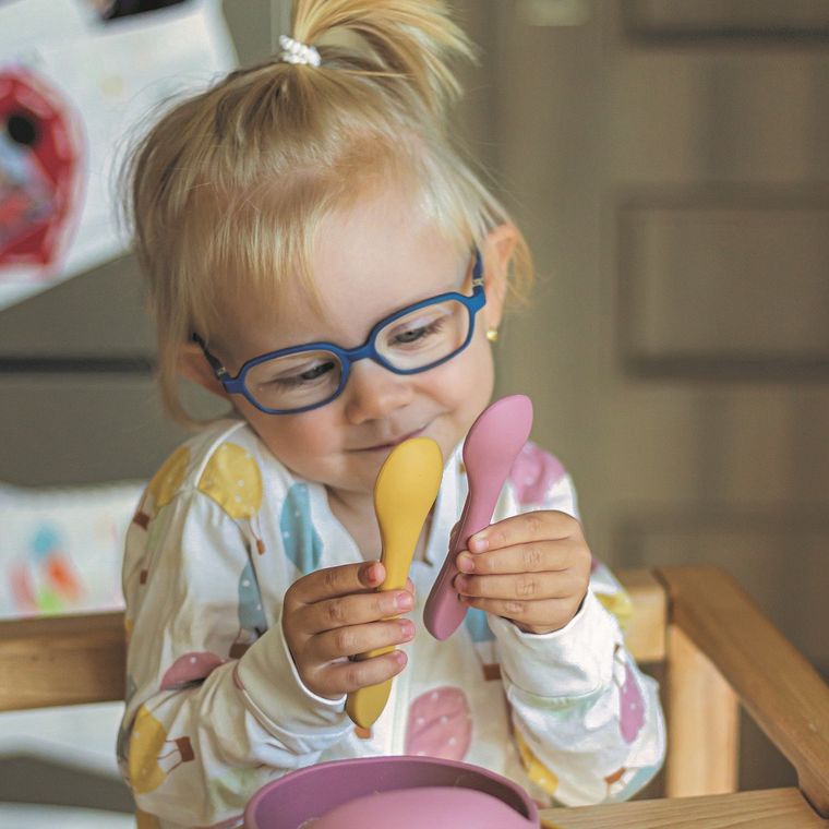 Petite&Mars, Take&Match, silikonowe sztućce, Dusty Rose, 6m+