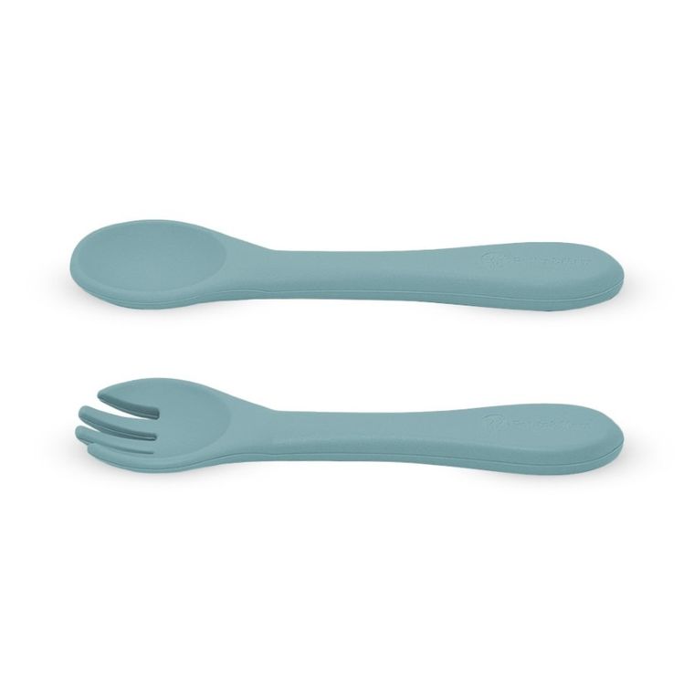 Petite&Mars, Take&Match, silikonowe sztućce, Frosted Sky, 6m+