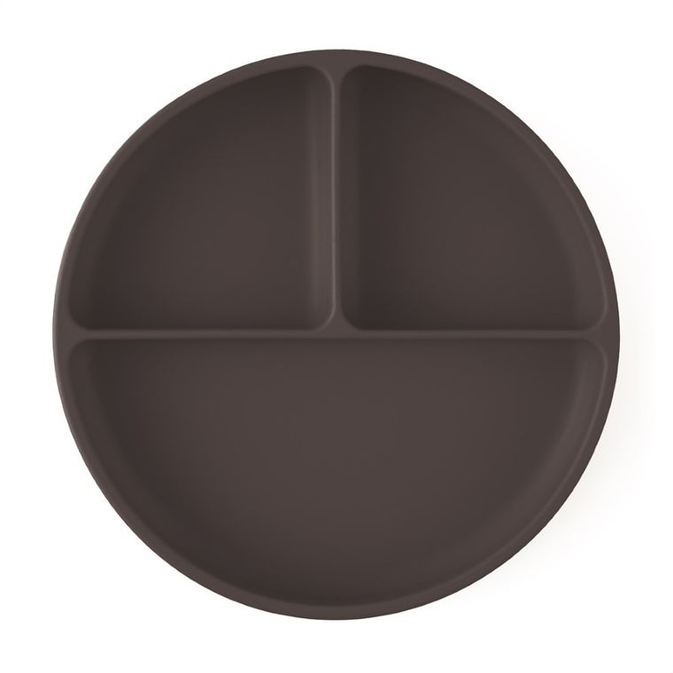 Petite&Mars, Take&Match, silikonowy talerzyk z przegródkami, okrągły, Bitter Cocoa, 6m+