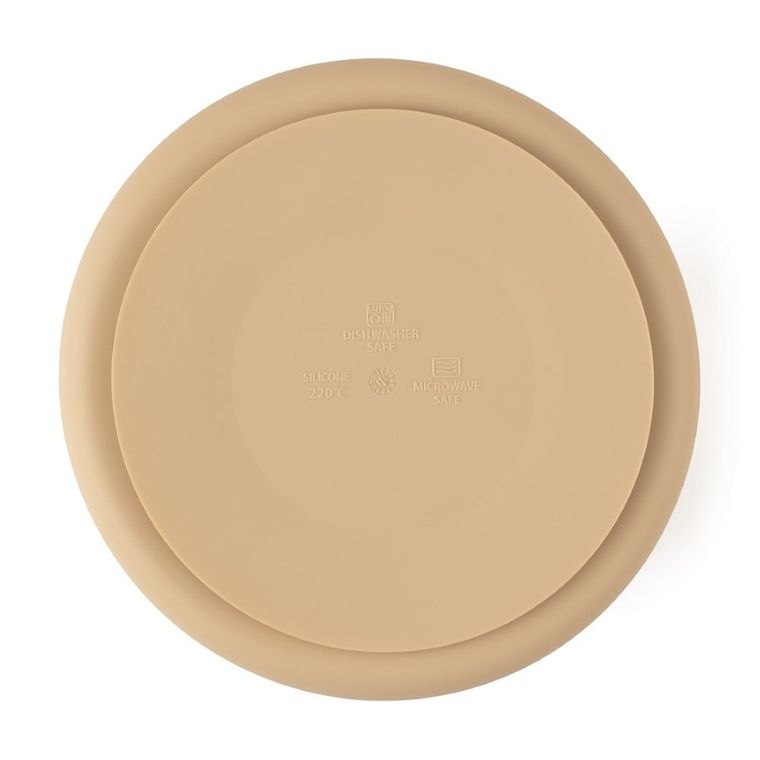 Petite&Mars, Take&Match, silikonowy talerzyk z przegródkami, okrągły, Desert Sand, 6m+