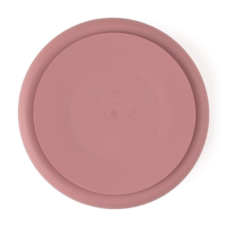 Petite&Mars, Take&Match, silikonowy talerzyk z przegródkami, okrągły, Dusty Rose, 6m+