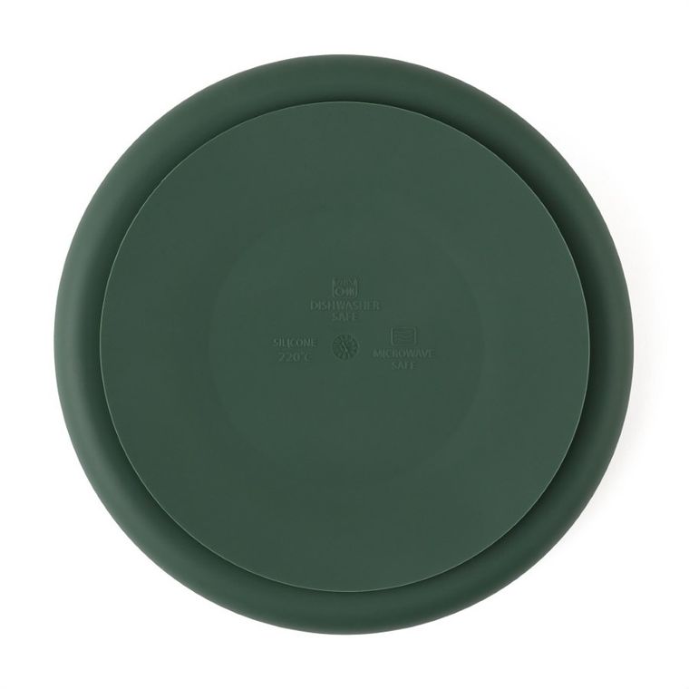 Petite&Mars, Take&Match, silikonowy talerzyk z przegródkami, okrągły, Green Misty, 6m+