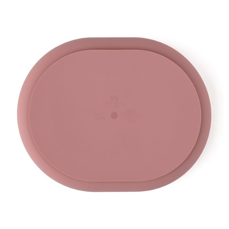 Petite&Mars, Take&Match, silikonowy talerzyk z przegródkami, owalny, Dusty Rose, 6m+