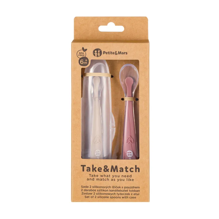 Petite&Mars, Take&Match, zestaw łyżeczek silikonowych z etui