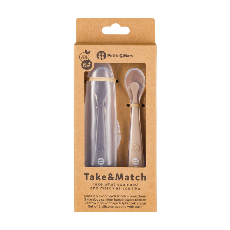 Petite&Mars, Take&Match, zestaw łyżeczek silikonowych z etui