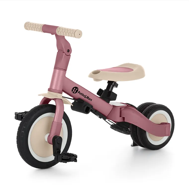 Petite&Mars, Turbo, rowerek trójkołowy 5w1, Dusty Rose
