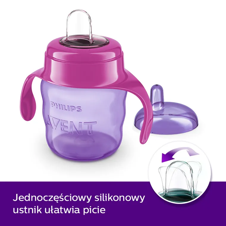 Philips Avent, kubek z ustnikiem, fioletowy, 6m+, 200 ml