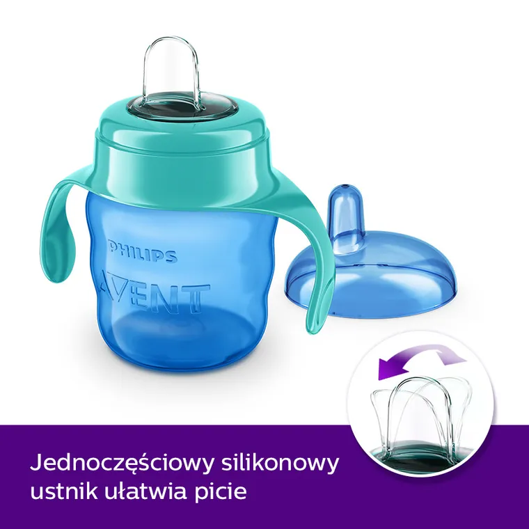 Philips Avent, kubek z ustnikiem, niebieski, 6m+, 200 ml