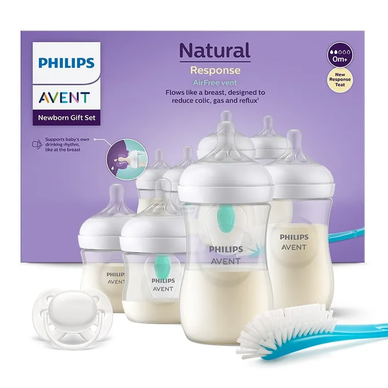 Philips Avent, zestaw startowy, Responsywne Butelki Natural, 4 szt. + szczotka do czyszczenia butelek + smoczek do butelki Ultra Air