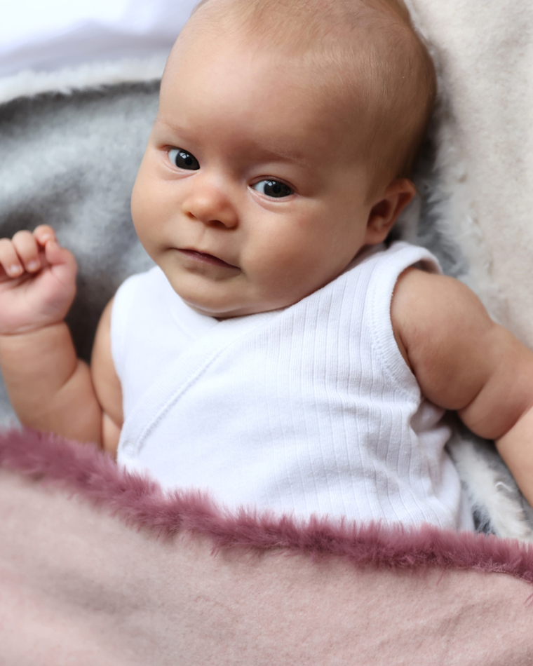 Piapimo, kocyk z bawełny organicznej, różowy, 75-100 cm