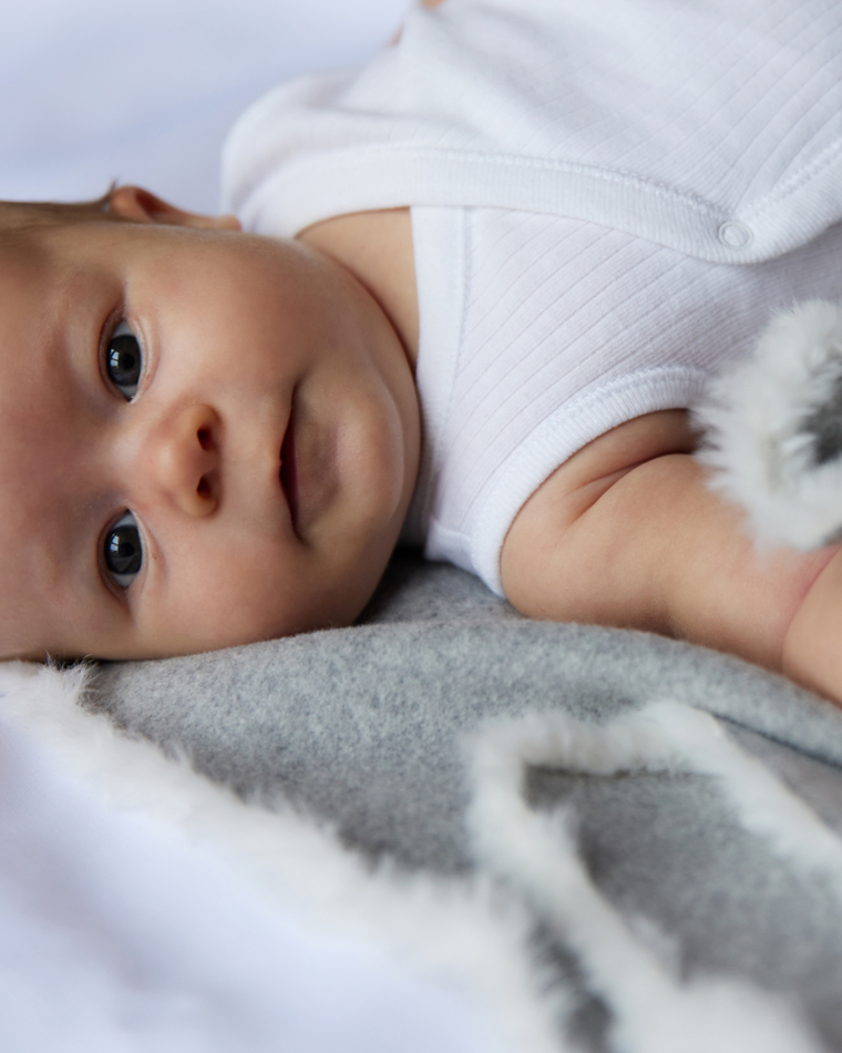 Piapimo, kocyk z bawełny organicznej, szary, 75-100 cm