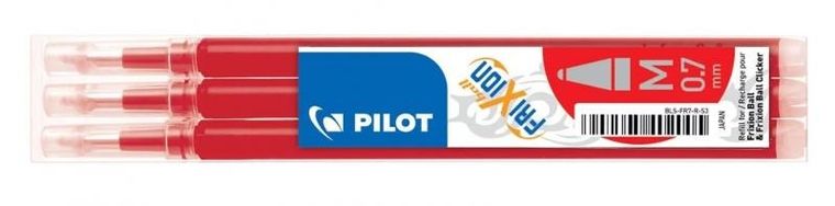 Pilot, wkład do pióra kulkowego Frixion 0.7, czerwony, 3 szt.