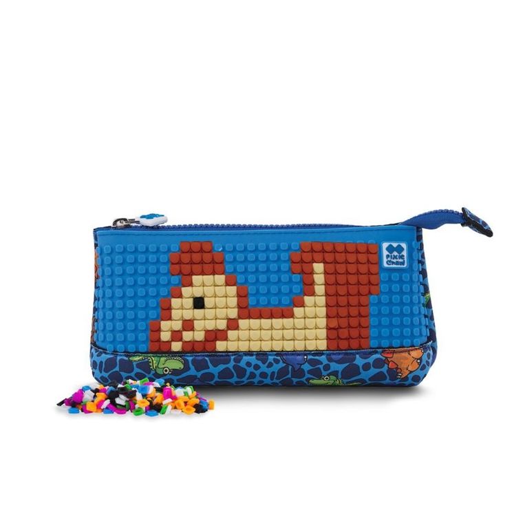 Pixie Crew, Dinozaury, neoprenowy piórnik saszetka, niebieski panel