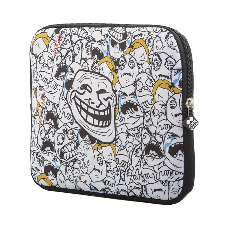 Pixie Crew, neoprenowy futerał na tablet, saszetka, trollface, czarny panel