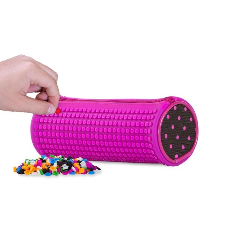 Pixie Crew, piórnik, tuba, kropki, purpurowy panel