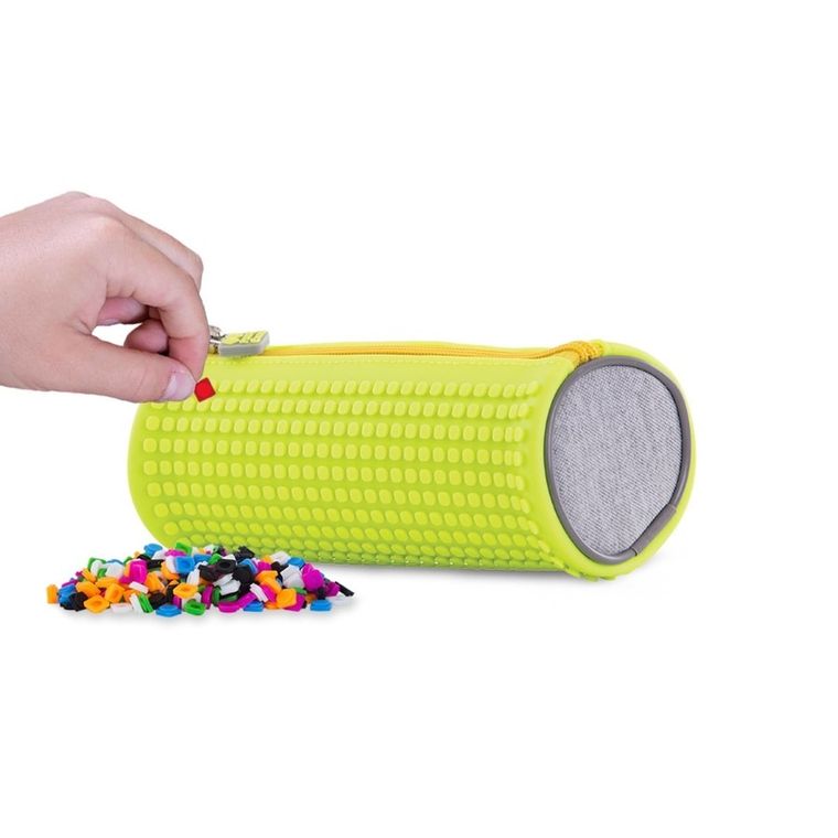 Pixie Crew, piórnik, tuba, szary, neonowy żółty panel