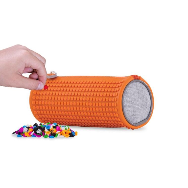 Pixie Crew, piórnik, tuba, szary, pomarańczowy panel