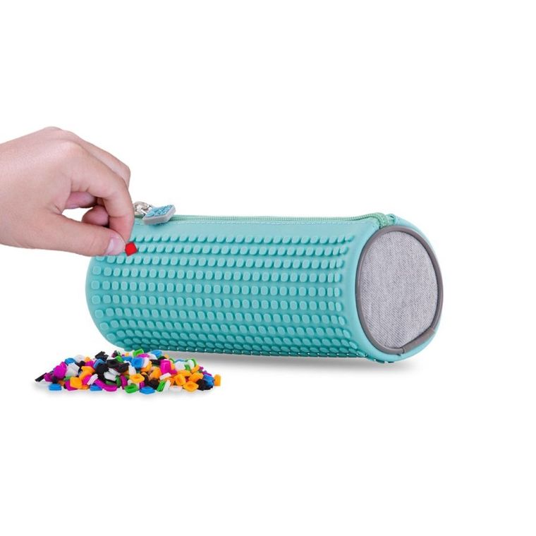 Pixie Crew, piórnik, tuba, szary, turkusowy panel