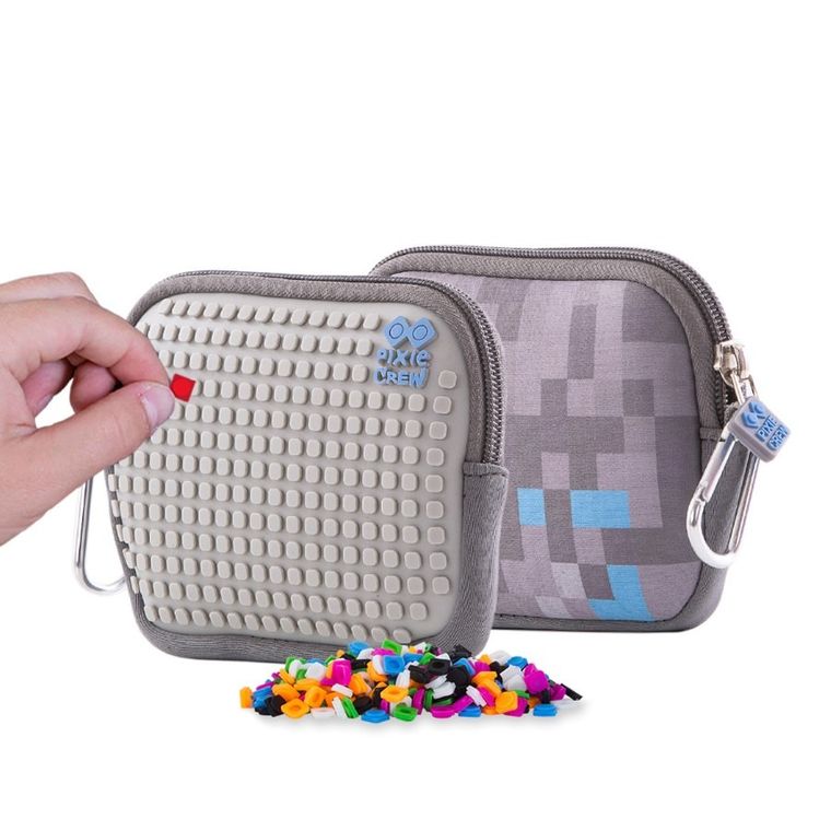 Pixie Crew, saszetka, kosmetyczka, kratka, szary panel